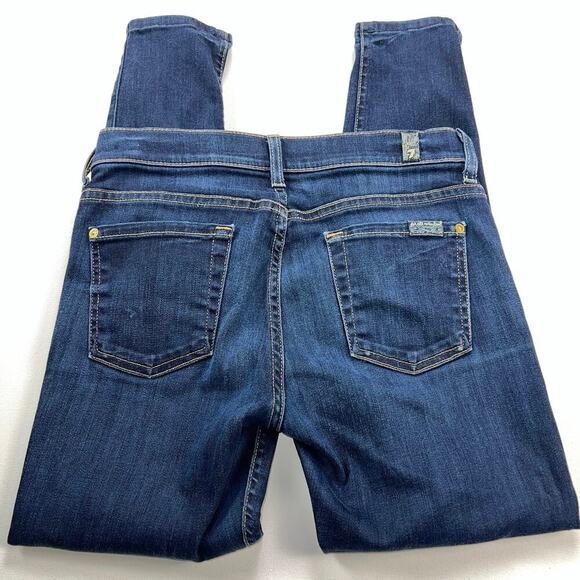 7 For All Mankind Cropped Skinny Jean Dark Wash Low Rise Size 27 - Picture 10 of 13